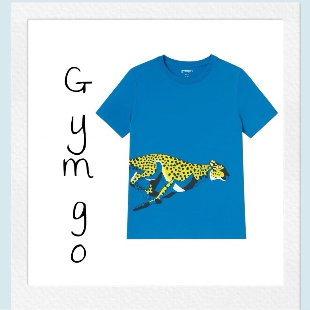 Gymgo Blue Cheetah Graphic Tee – Size M (7–8)